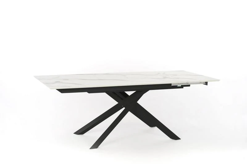 Tavolo design moderno allungabile finitura marmo bianco calacatta cm 170/270x90x76h
