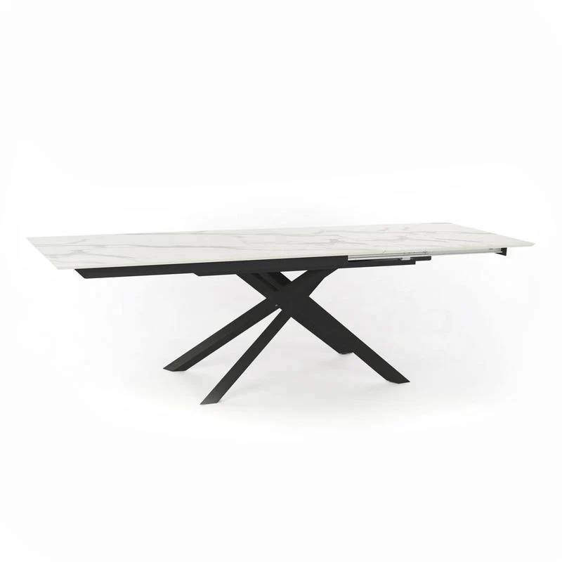 Tavolo design moderno allungabile finitura marmo bianco calacatta cm 170/270x90x76h