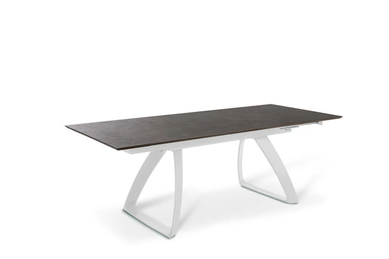 Tavolo design allungabile struttura in metallo bianco piano colore ruggine cm 170/270x90x76h