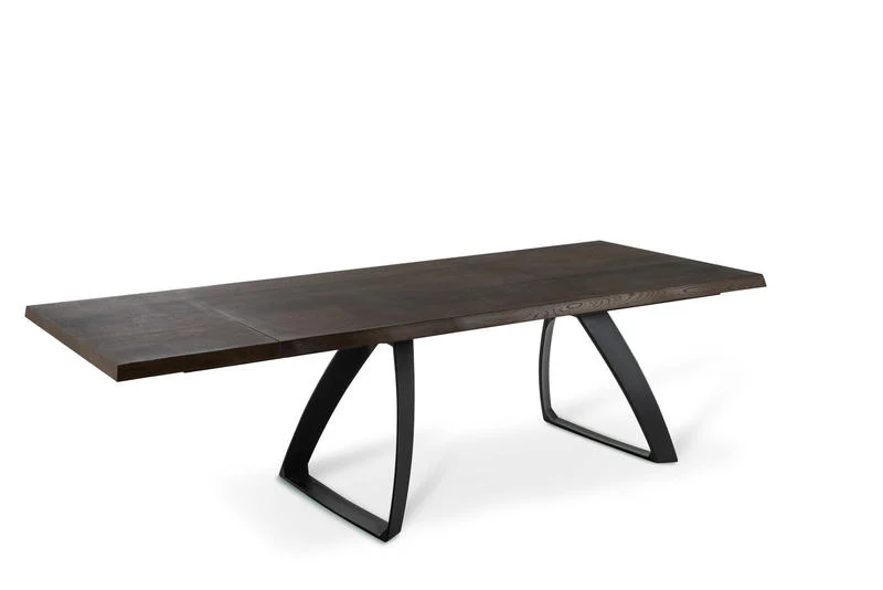 Tower - Tavolo industrial allungabile piano in legno gambe in metallo nero cm 200/300x100x76h