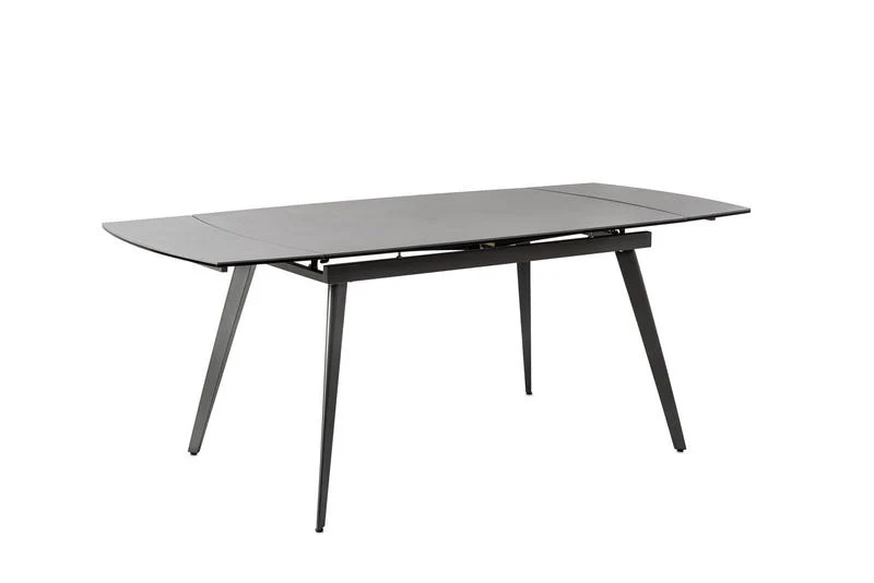 Tavolo moderno allungabile piano in ceramica e e vetro gambe in metallo colore grigio cm 140/200x90x76h