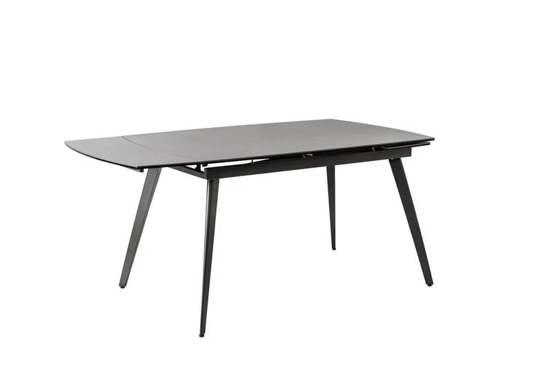 Tavolo moderno allungabile piano in ceramica e e vetro gambe in metallo colore grigio cm 140/200x90x76h