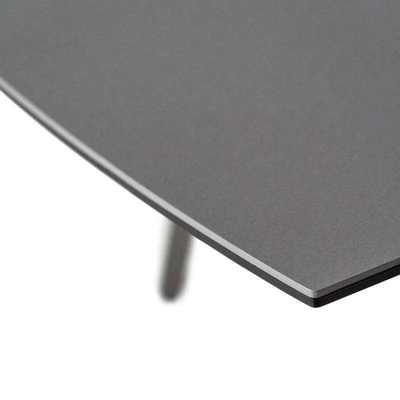 Tavolo moderno allungabile piano in ceramica e e vetro gambe in metallo colore grigio cm 140/200x90x76h