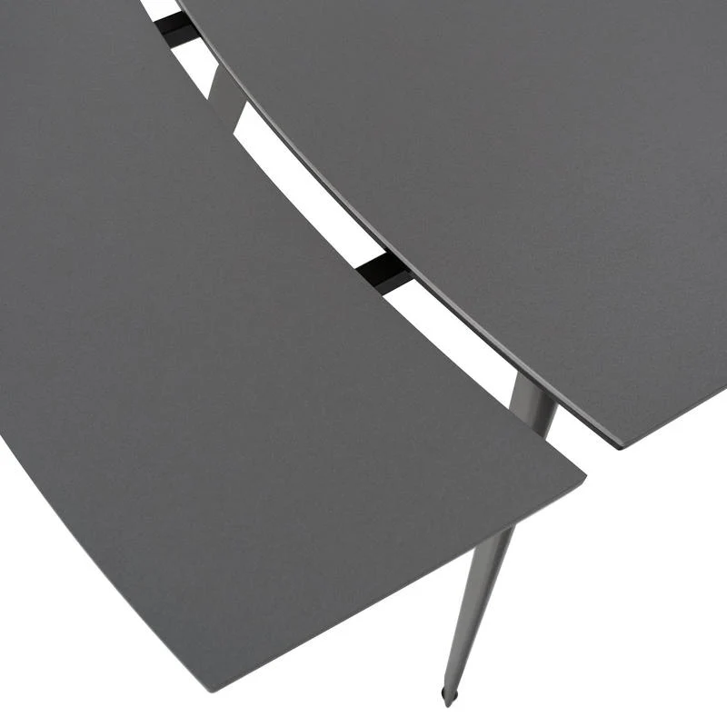 Tavolo moderno allungabile piano in ceramica e e vetro gambe in metallo colore grigio cm 140/200x90x76h