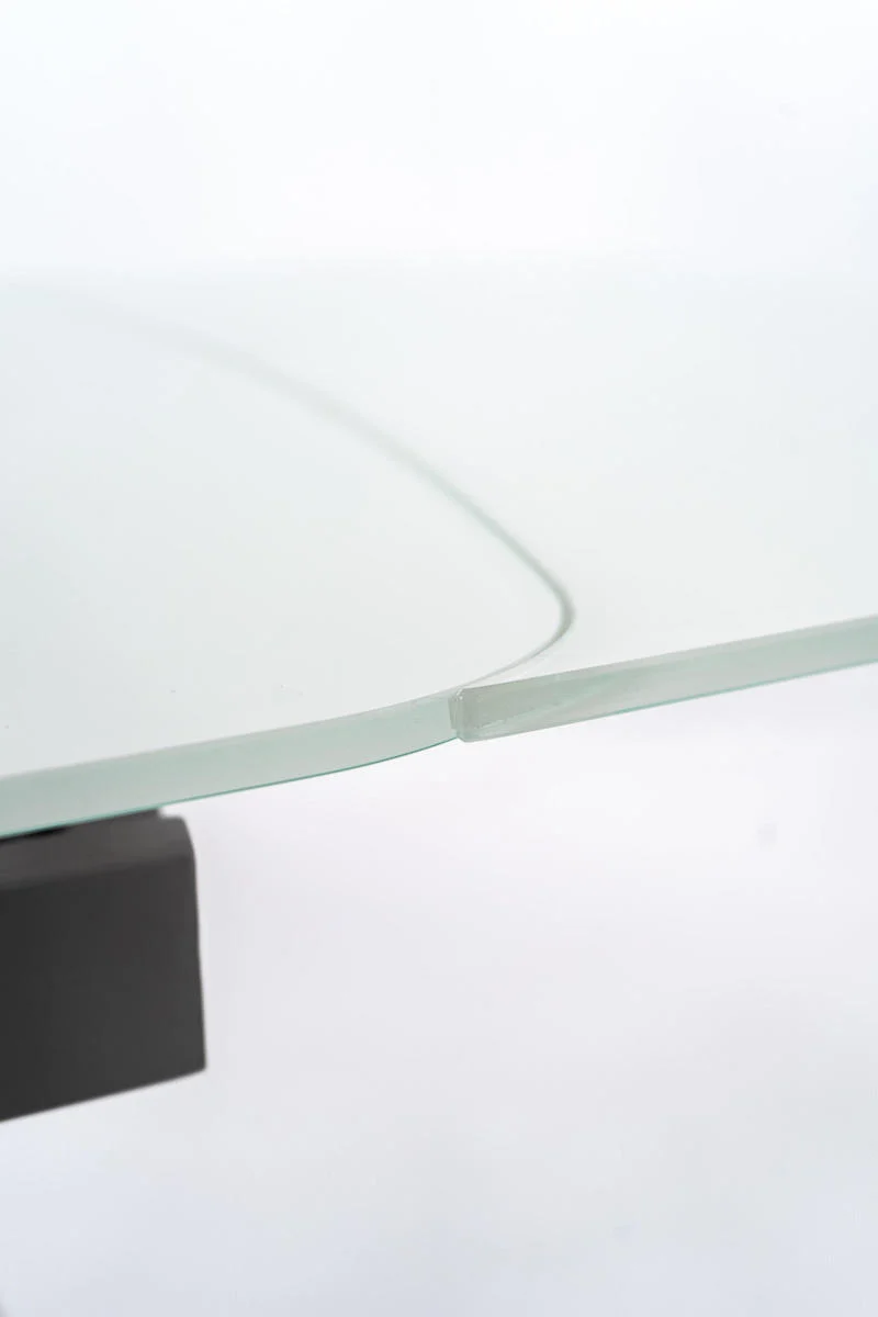 Tavolo design allungabile piano in vetro extrawhite gambe in metallo bianco cm 140/210x90x76h