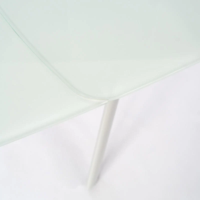 Tavolo design allungabile piano in vetro extrawhite gambe in metallo bianco cm 140/210x90x76h