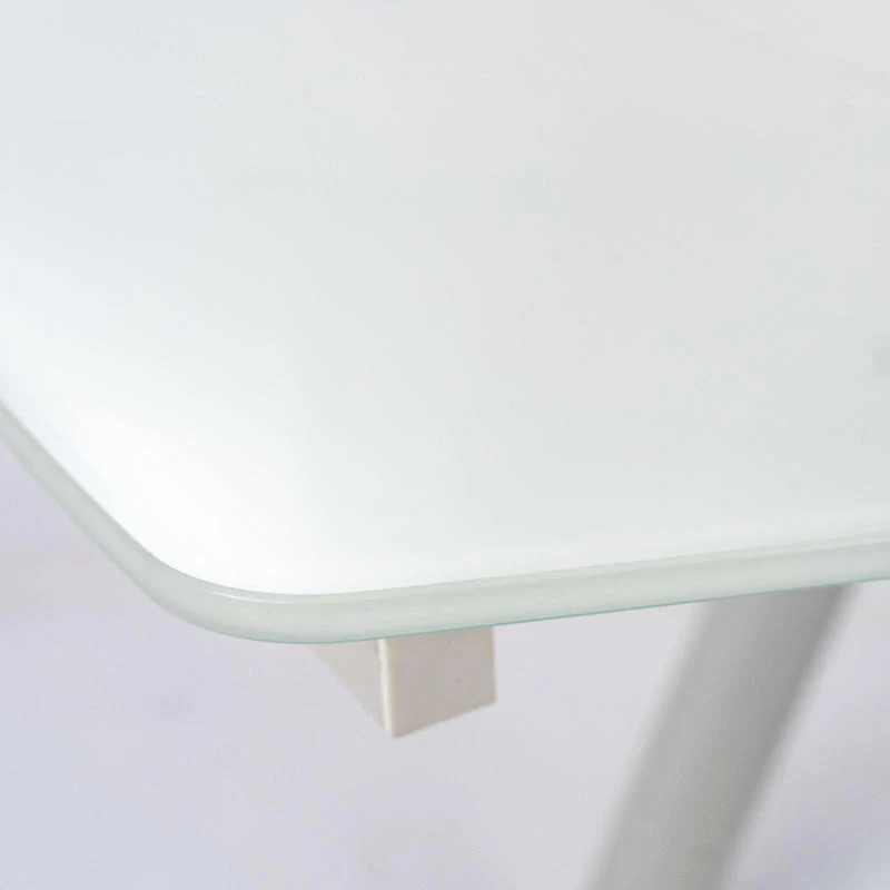 Tavolo design allungabile piano in vetro extrawhite gambe in metallo bianco cm 140/210x90x76h