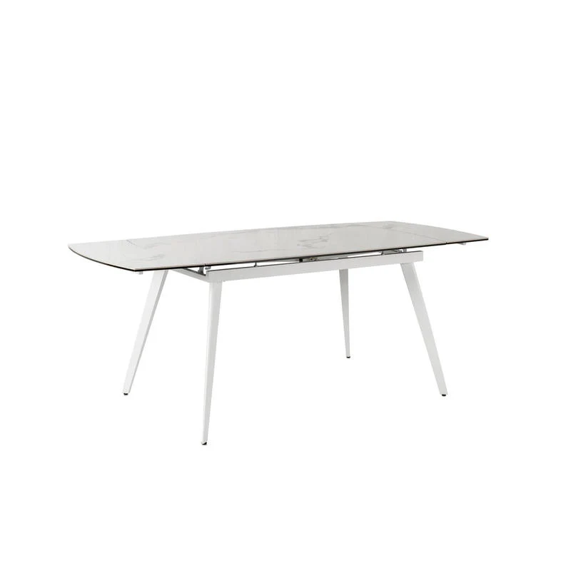 Tavolo allungabile piano in ceramica effetto marmo colore bianco cm 140/200x90x76h