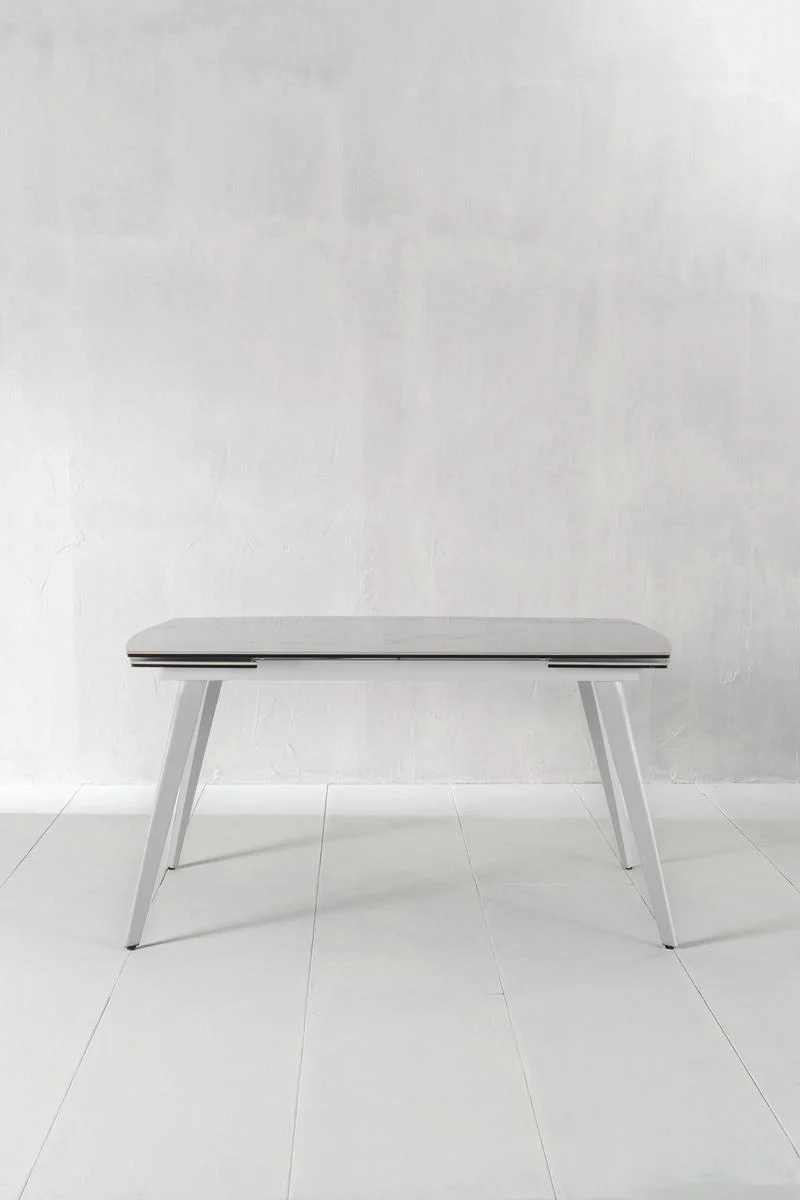 Tavolo allungabile piano in ceramica effetto marmo colore bianco cm 140/200x90x76h
