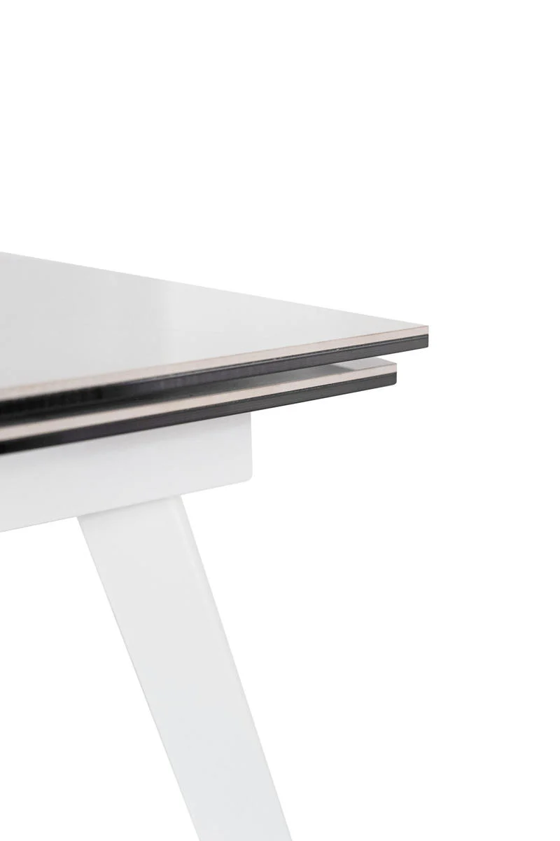Tavolo allungabile piano in ceramica effetto marmo colore bianco cm 140/200x90x76h