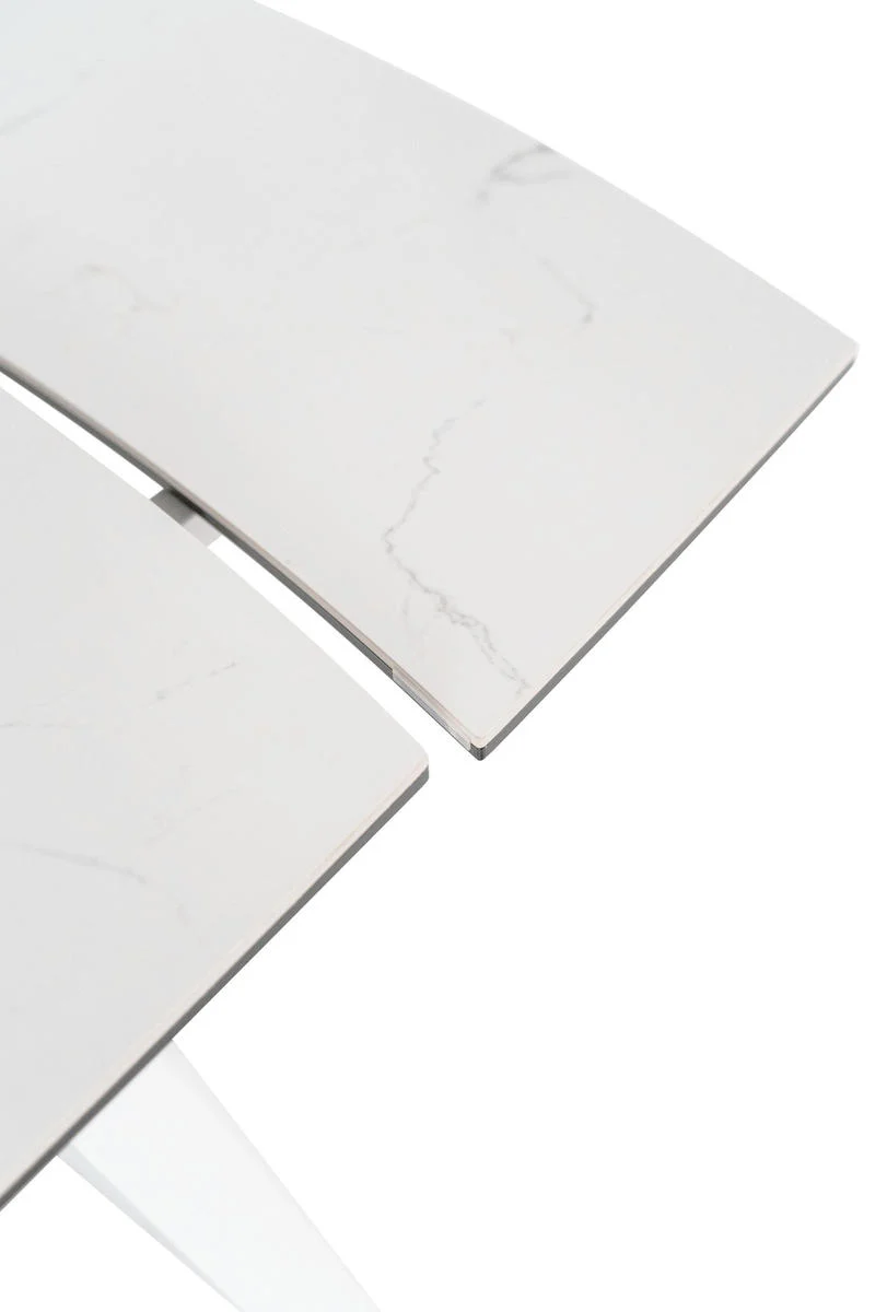 Tavolo allungabile piano in ceramica effetto marmo colore bianco cm 140/200x90x76h