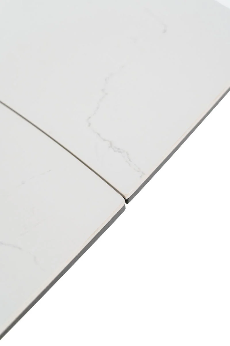 Tavolo allungabile piano in ceramica effetto marmo colore bianco cm 140/200x90x76h