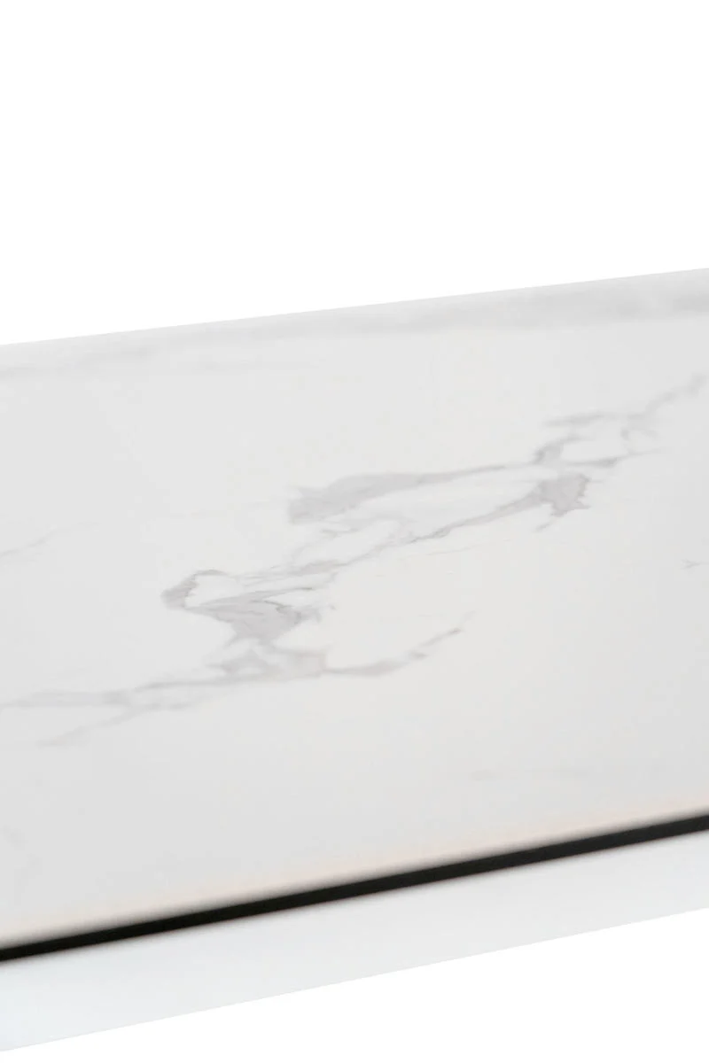 Tavolo allungabile piano in ceramica effetto marmo colore bianco cm 140/200x90x76h