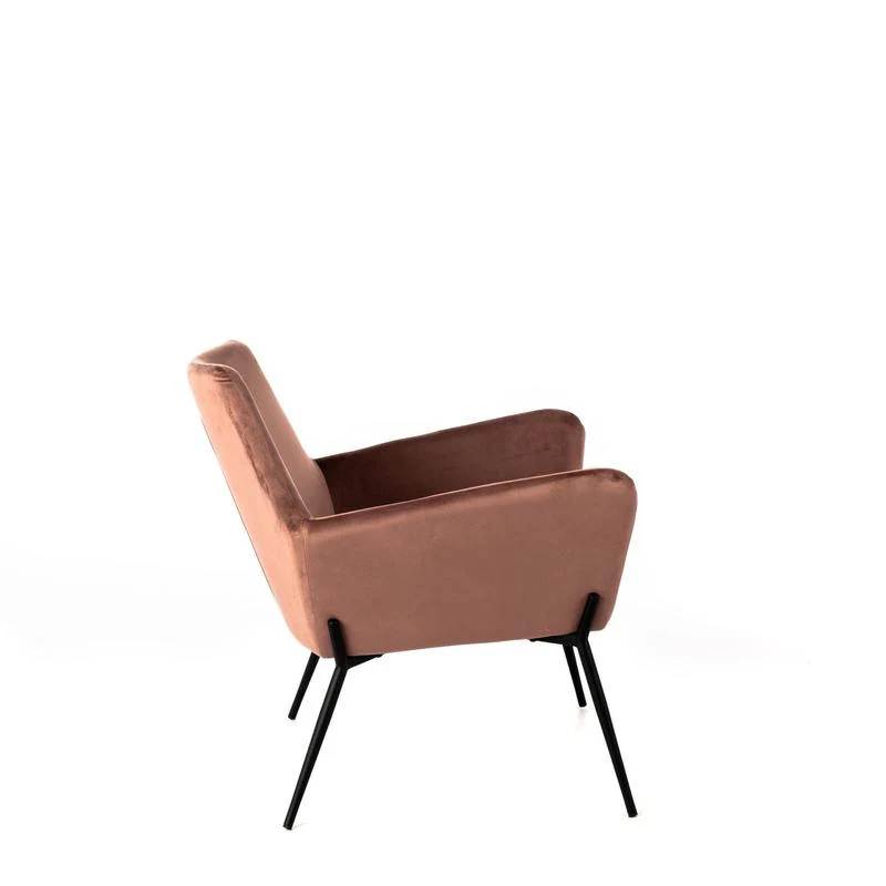 Poltrona moderna rivestita in velluto gambe in metallo nero cm 54x71x70h - vari colori