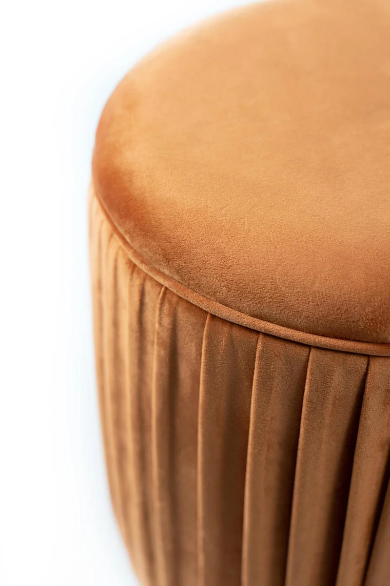 Pouf tondo moderno in velluto plissettato cm Ø 35x40h - vari colori
