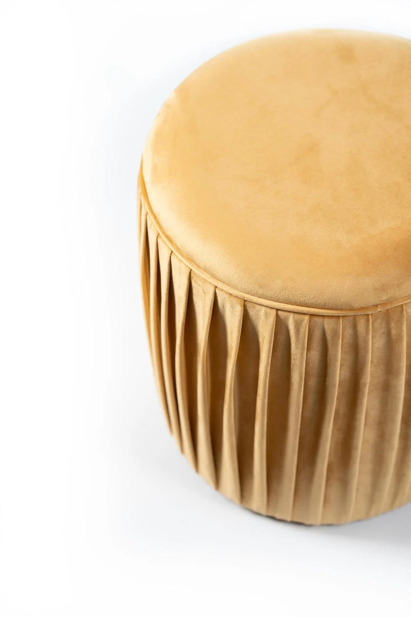 Pouf tondo moderno in velluto plissettato cm Ø 35x40h - vari colori