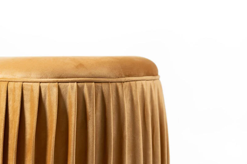 Pouf tondo moderno in velluto plissettato cm Ø 35x40h - vari colori