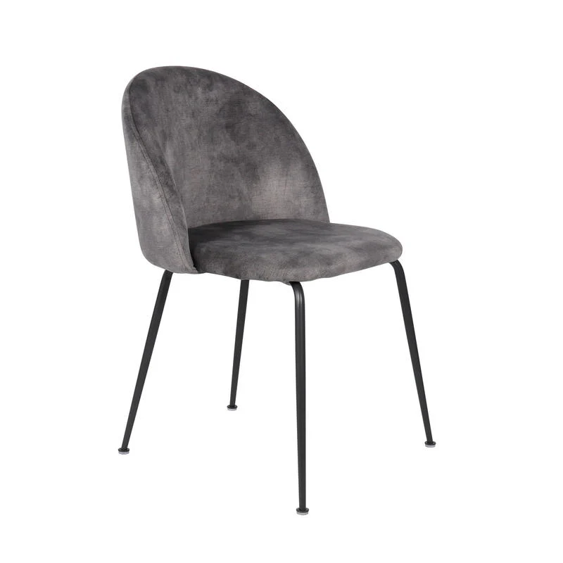 Set da 4 Sedia soggiorno in velluto gambe in metallo nero cm 55x45x78h - vari colori