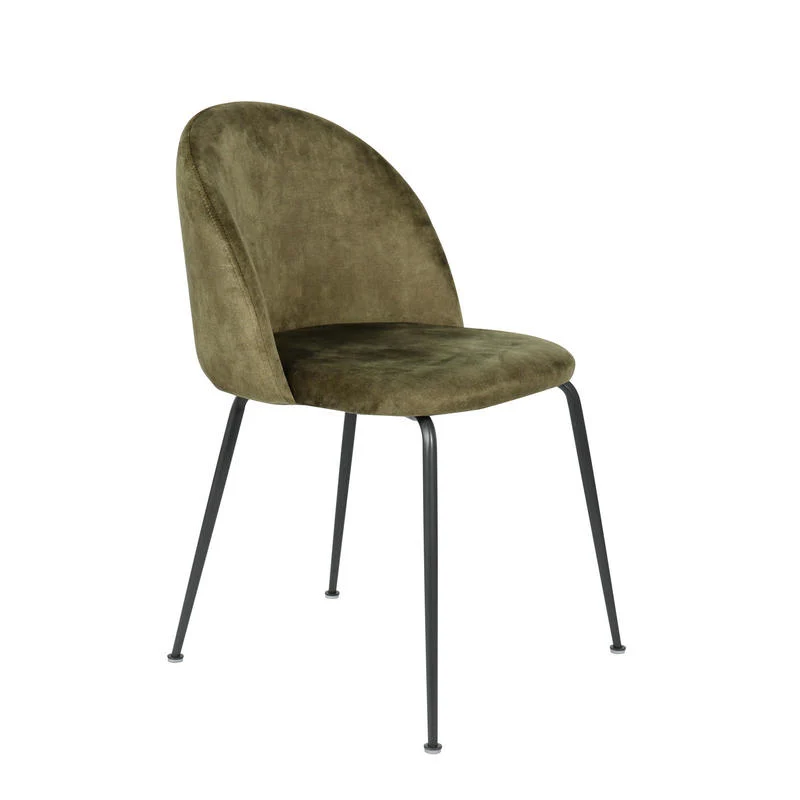 Set da 4 Sedia soggiorno in velluto gambe in metallo nero cm 55x45x78h - vari colori