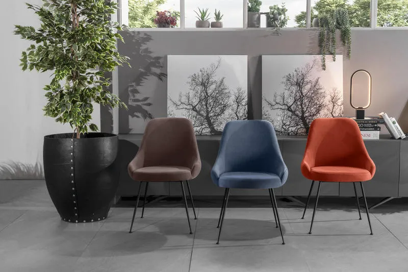 Sedia moderna imbottita rivestita in tessuto effetto velluto cm 48x49x80h - vari colori