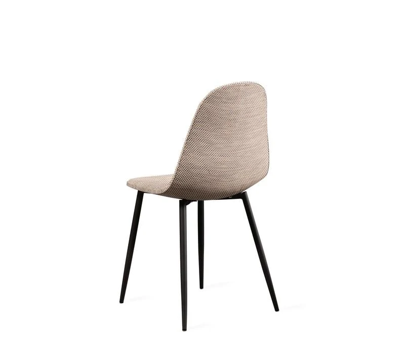 Set da 4 Sedia living scocca effetto rattan gambe in metallo nero cm 38x43x86h - vari colori