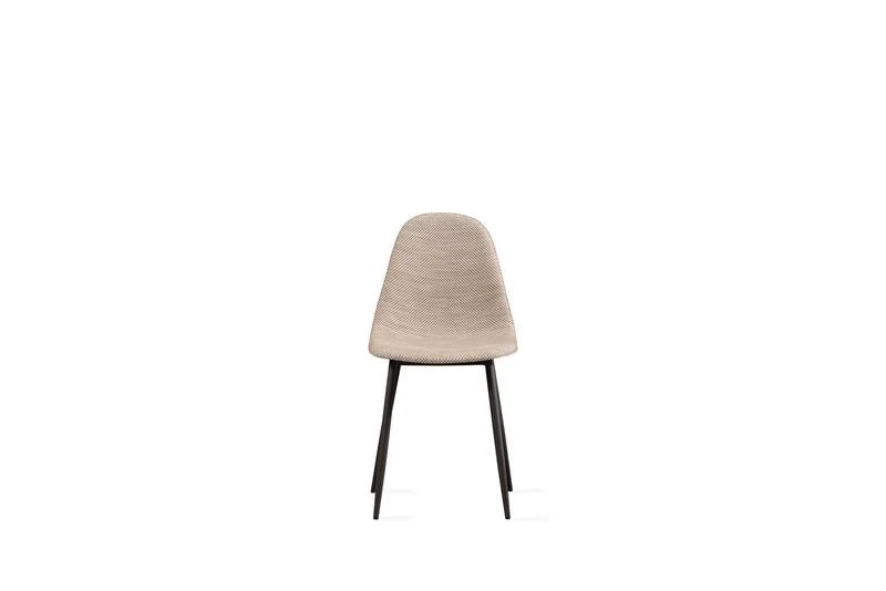 Set da 4 Sedia living scocca effetto rattan gambe in metallo nero cm 38x43x86h - vari colori