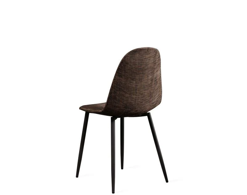 Set da 4 Sedia living scocca effetto rattan gambe in metallo nero cm 38x43x86h - vari colori