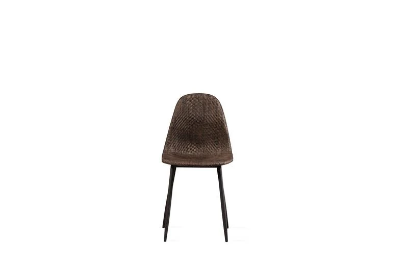 Set da 4 Sedia living scocca effetto rattan gambe in metallo nero cm 38x43x86h - vari colori