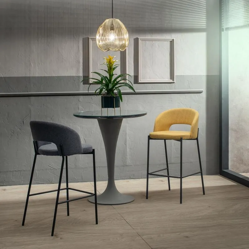 Set da 2 Sgabello moderno seduta in tessuto struttura in metallo cm 52x50x89h - vari colori
