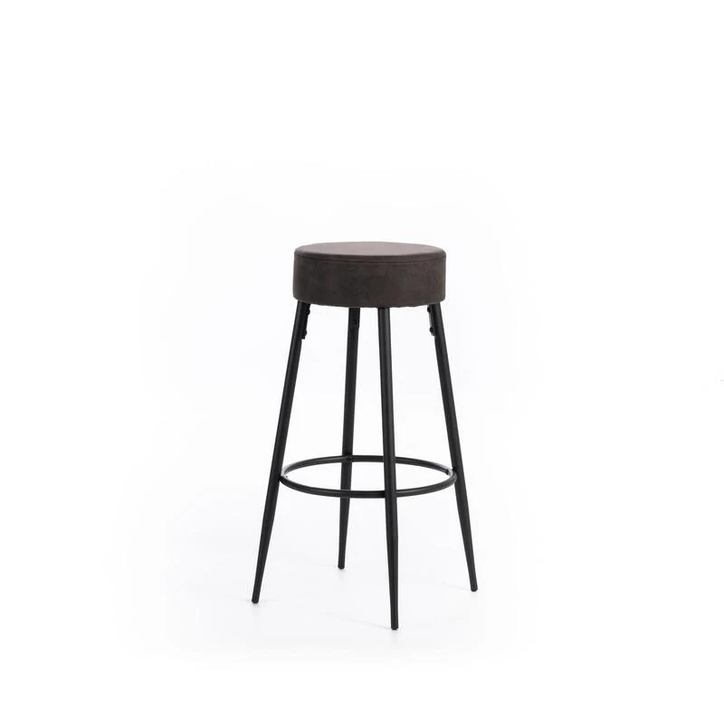 Set da 2 Sgabello da bar tondo seduta in tessuto effetto vintage cm Ø 51x77h - vari colori