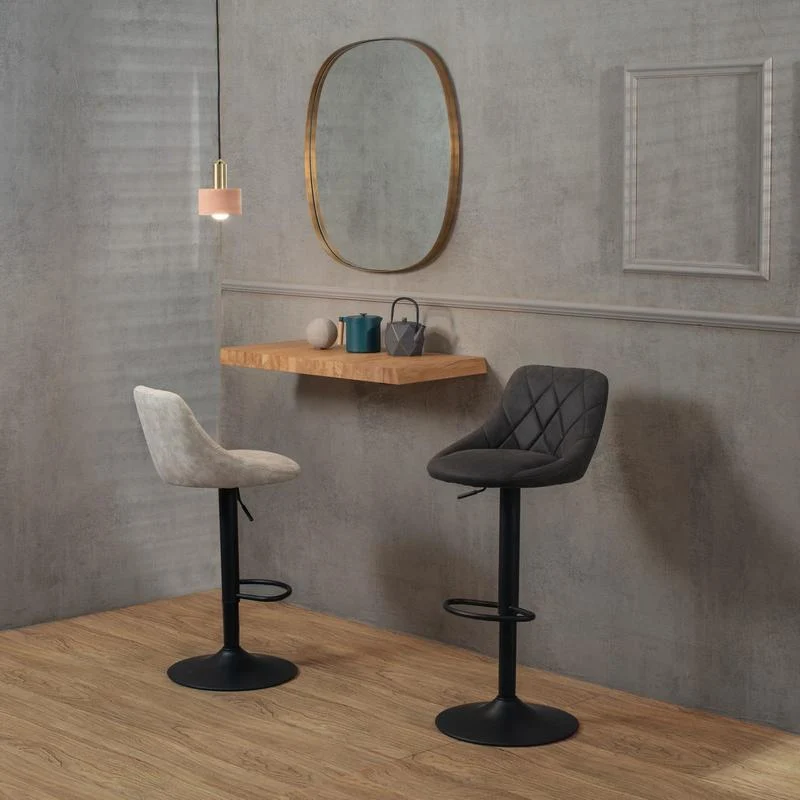 Set da 2 Sgabello alto regolabile in metallo nero e tessuto cm 45x50x84/100h - vari colori