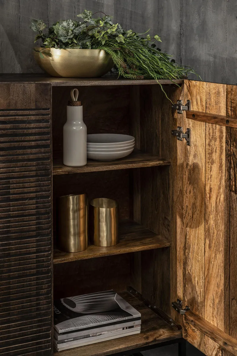 Credenza mobile 2 ante in legno massello stile etnico cm 100x45x120h