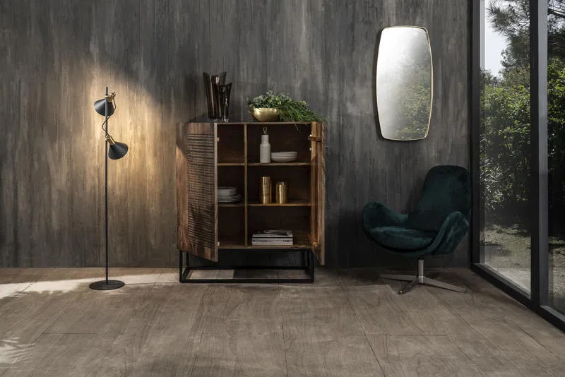 Credenza mobile 2 ante in legno massello stile etnico cm 100x45x120h