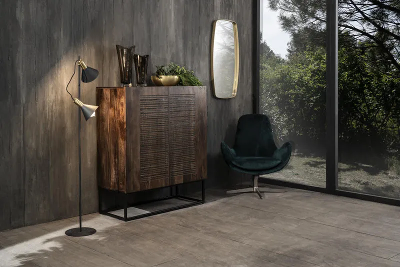 Credenza mobile 2 ante in legno massello stile etnico cm 100x45x120h