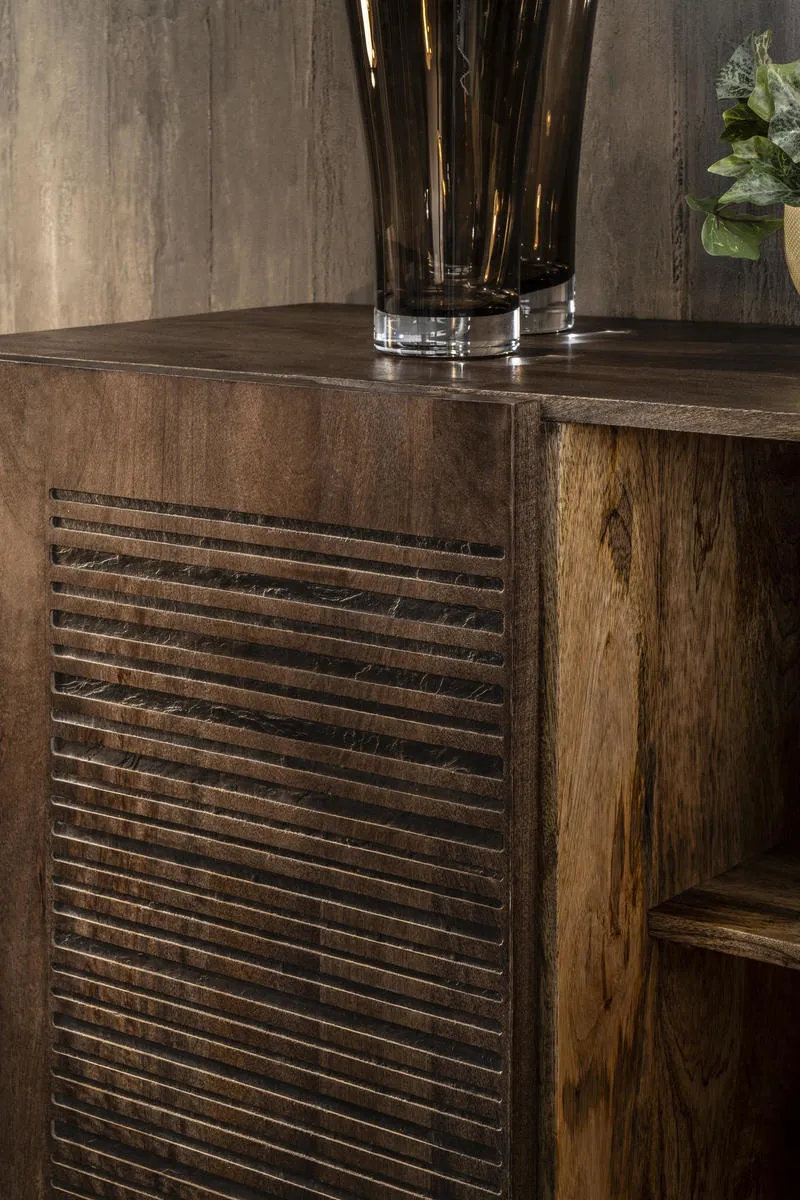 Credenza mobile 2 ante in legno massello stile etnico cm 100x45x120h