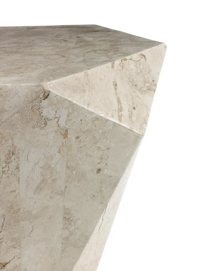 Tavolino da salotto moderno in pietra fossile cm 60x52x50h - vari colori