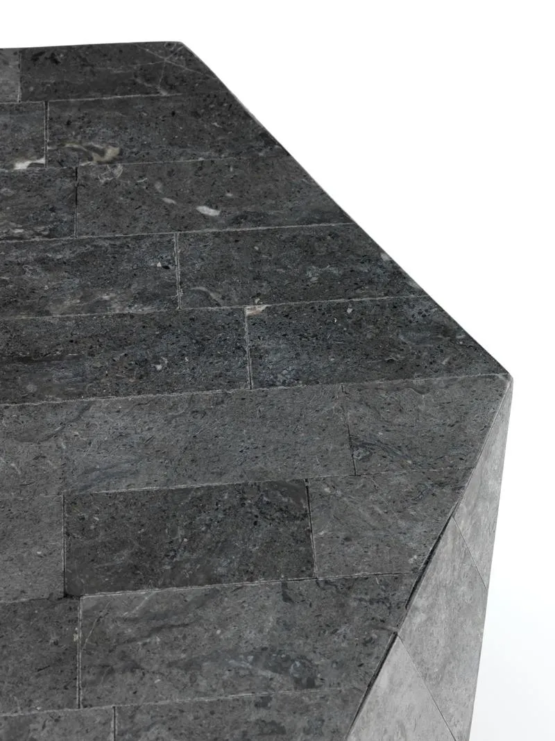 Tavolino da salotto moderno in pietra fossile cm 60x52x50h - vari colori