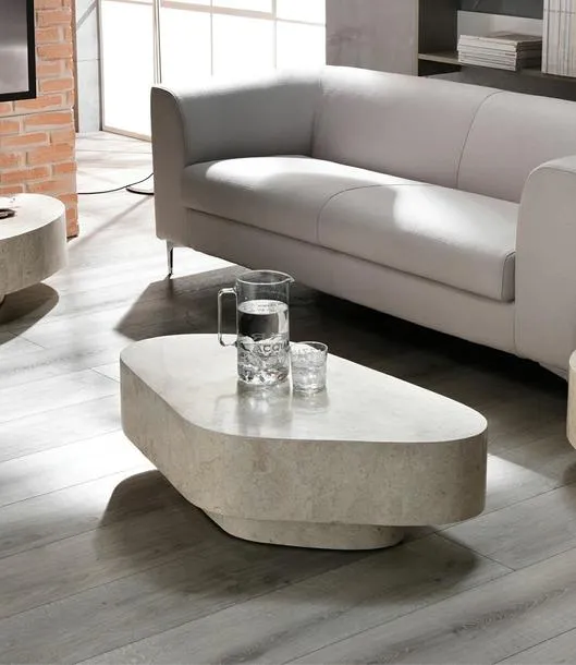 Tavolino design da salotto in pietra fossile cm 99x52x28h - vari colori