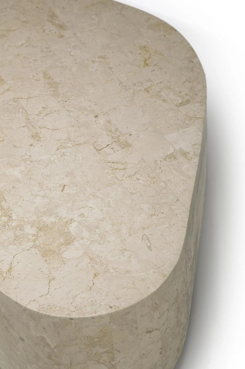 Tavolino design da salotto in pietra fossile cm 99x52x28h - vari colori