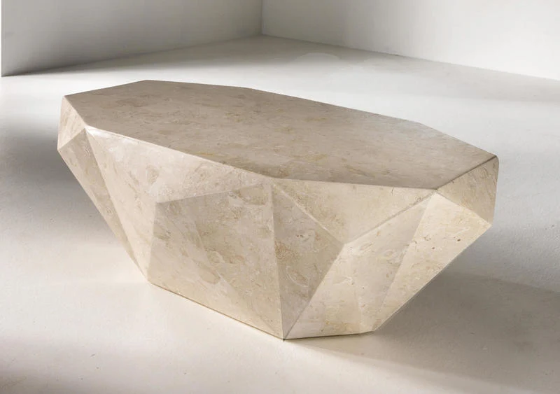 Tavolino da salotto design in pietra fossile cm 120x70x40h - vari colori