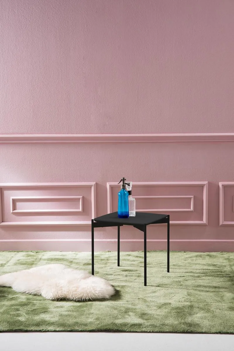 Tavolino da salotto quadrato piano in ceramica gambe in metallo cm 45x45x45h - vari colori