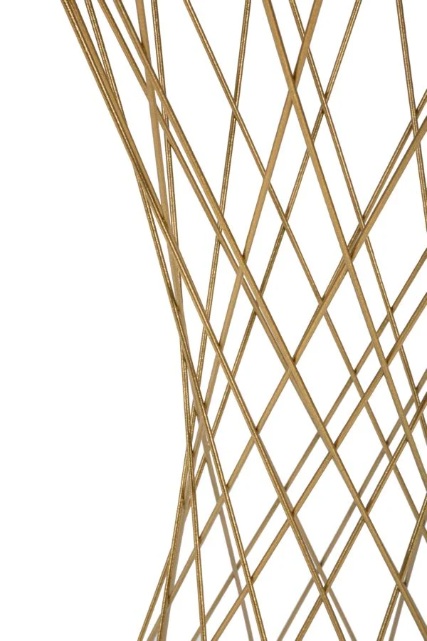 Tavolino alto colonnina moderna in metallo dorato e vetro cm 40x80h