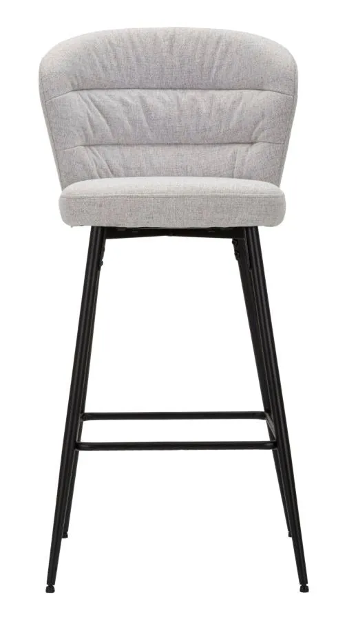 Set da 2 Sgabello alto con schienale imbottito rivestito in tessuto cm 52x59x108h - vari colori
