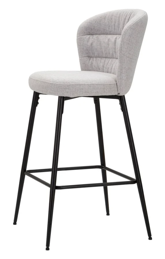 Set da 2 Sgabello alto con schienale imbottito rivestito in tessuto cm 52x59x108h - vari colori