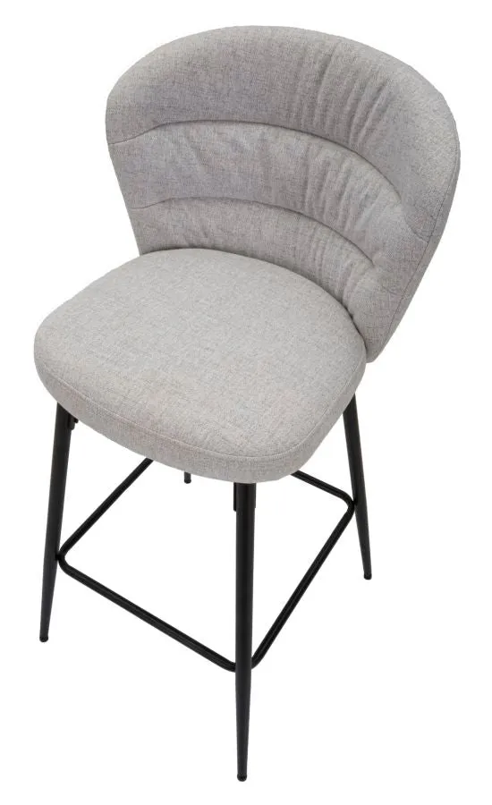 Set da 2 Sgabello alto con schienale imbottito rivestito in tessuto cm 52x59x108h - vari colori
