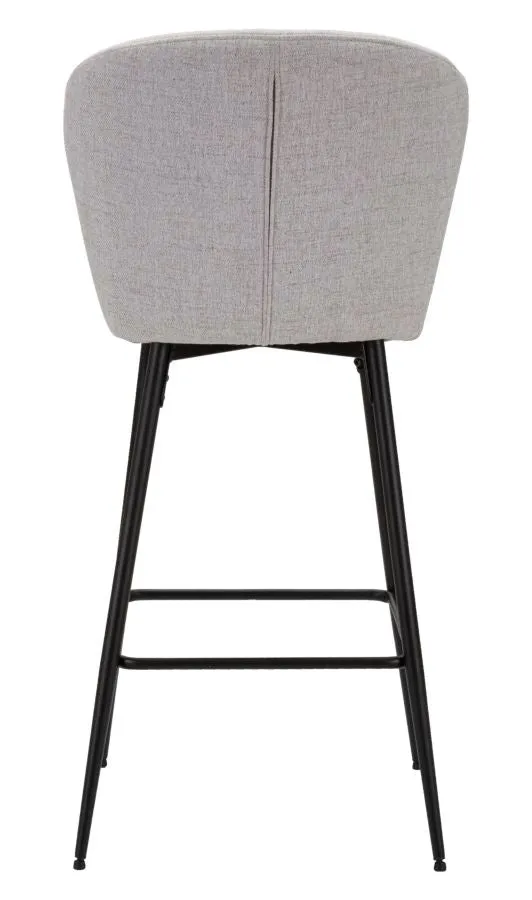 Set da 2 Sgabello alto con schienale imbottito rivestito in tessuto cm 52x59x108h - vari colori