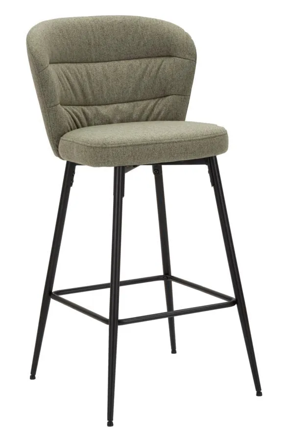 Set da 2 Sgabello alto con schienale imbottito rivestito in tessuto cm 52x59x108h - vari colori