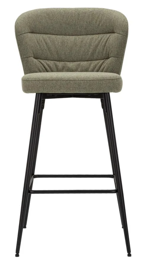 Set da 2 Sgabello alto con schienale imbottito rivestito in tessuto cm 52x59x108h - vari colori