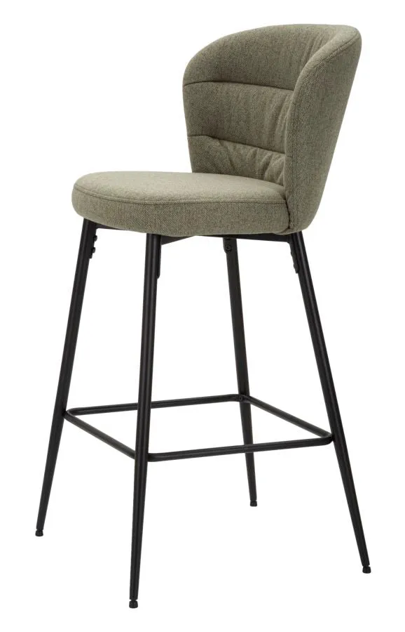 Set da 2 Sgabello alto con schienale imbottito rivestito in tessuto cm 52x59x108h - vari colori