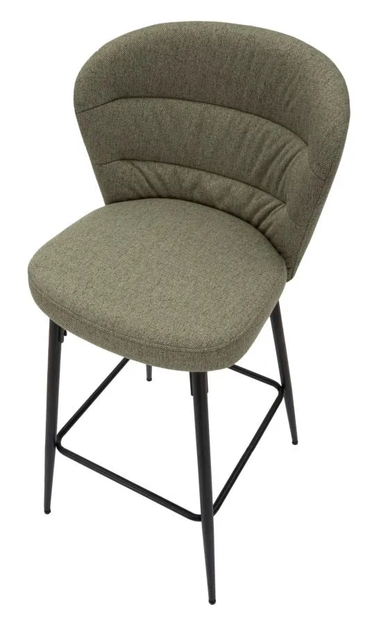 Set da 2 Sgabello alto con schienale imbottito rivestito in tessuto cm 52x59x108h - vari colori